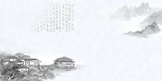 中国风传统水墨古风古典展板边框工笔画PS海报背景平面设计素材