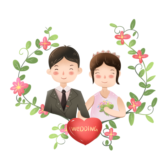 婚纱卡通人物婚礼白纱结婚婚纱摄影手绘