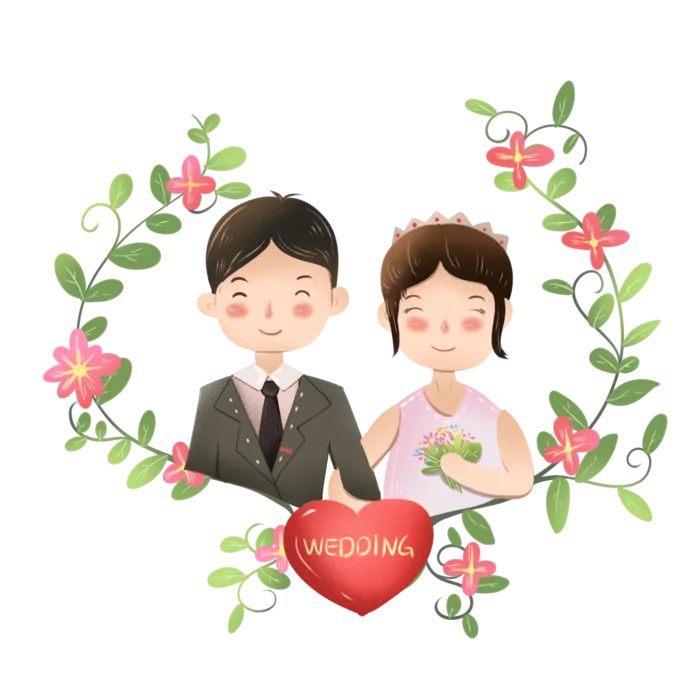 婚纱卡通人物婚礼白纱结婚婚纱摄影手绘