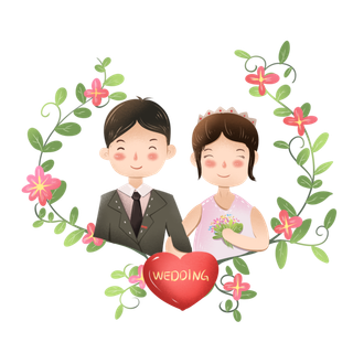 婚纱卡通人物婚礼白纱结婚婚纱摄影手绘