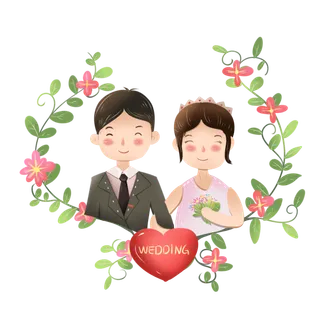 婚纱卡通人物婚礼白纱结婚婚纱摄影手绘