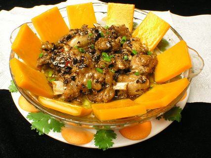 家常菜|美食|菜谱|菜单|0672南瓜蒸上排