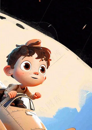 卡通飞行男孩少年可爱儿童节日，玩耍乐趣玩具