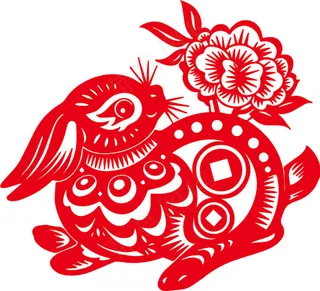 过年窗花兔子花