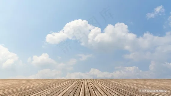 木质地板蓝天白云空间展台 木质地板蓝天白云空间展台