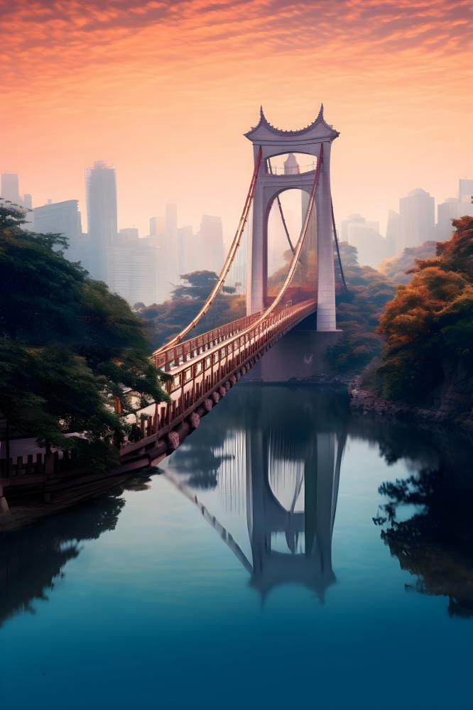 城市桥梁落日背景