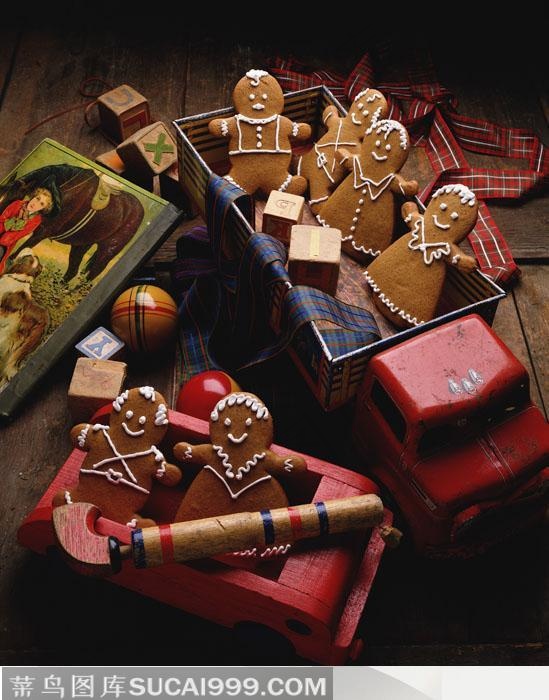 圣诞节西方甜品人形饼干特写