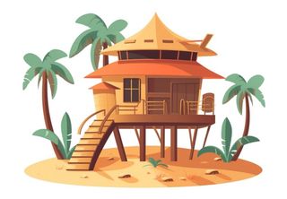 海边沙滩小屋元素