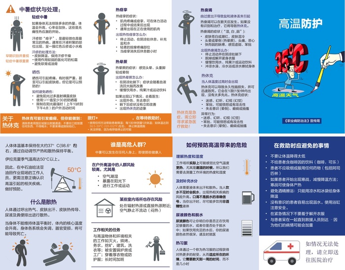 高温保护职业病防治四折页cdr矢量模版下载