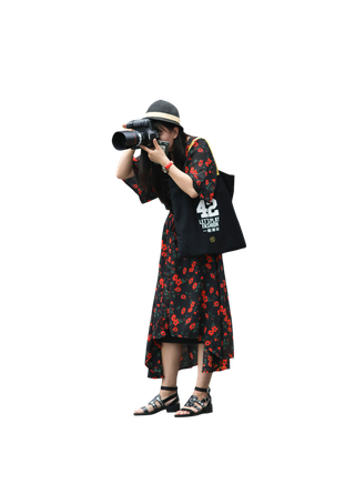 亚裔人物青年 美女照相