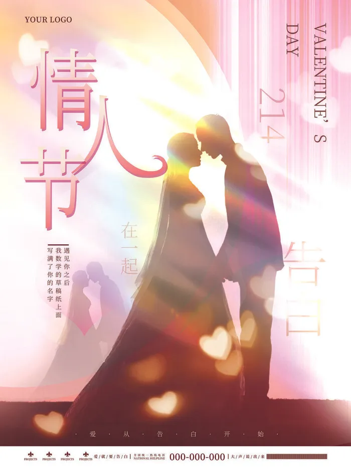 2.14情人节浪漫海报PSD模板psd模版下载