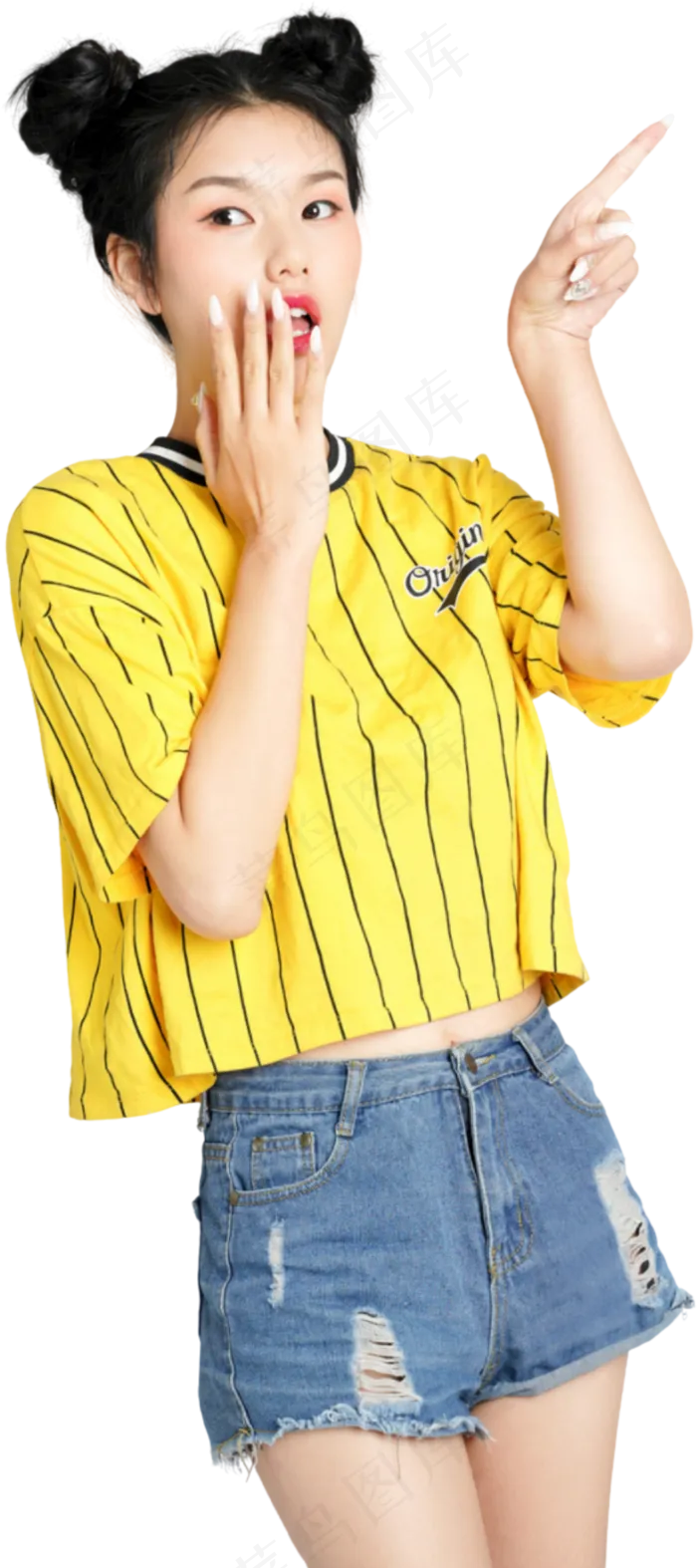 清新丸子头可爱的女孩免抠摄影图片