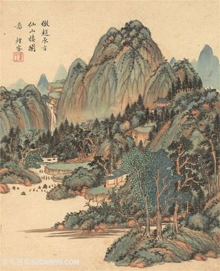 高清山水图仙山楼阁国画图片