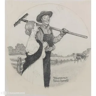 诺曼 · 洛克威尔素描农民夫妻装饰画 诺曼 · 洛克威尔素描农民夫妻装饰画