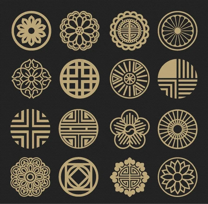 中式古典纹样免抠传统装饰花纹素材eps,ai矢量模版下载