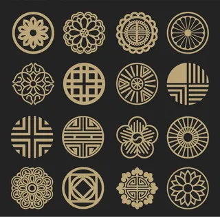 中式古典纹样免抠传统装饰花纹素材