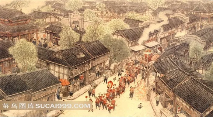 古典人物建筑绘画图片