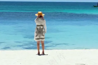 海边美女背影图片