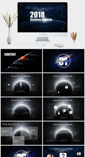 梦幻星空风格PPT模板预览图