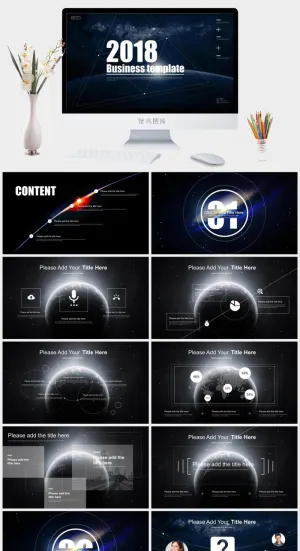 梦幻星空风格PPT模板预览图