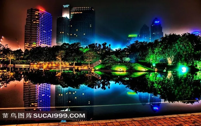 时尚都市公园夜景摄影素材