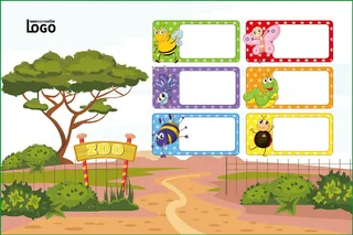 动物世界卡通不干胶标签贴纸