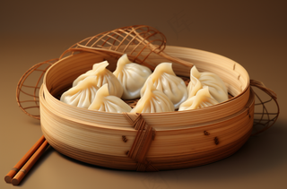 蒸饺饺子美食摄影图