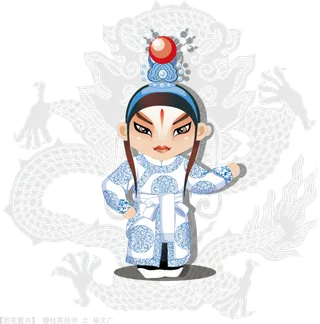 卡通京剧戏剧人物脸谱插画PNG图片 国潮中国风Q版戏剧人物PS素材