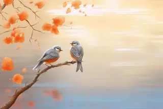 秋季落叶简约清新淡雅背景