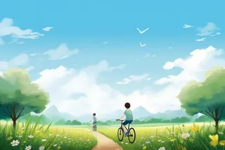 清新绿色户外自行车旅游玩耍背景