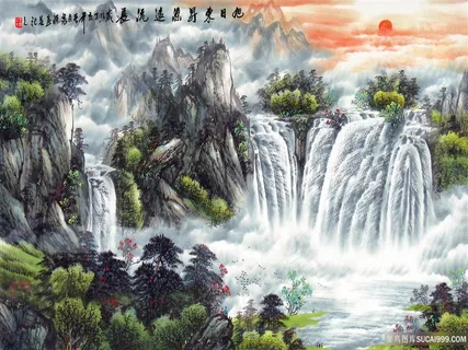 江山如此多娇高清挂画卷素材上水字画喷绘打印原图 江山如此多娇高清挂画卷素材上水字画喷绘打印原图