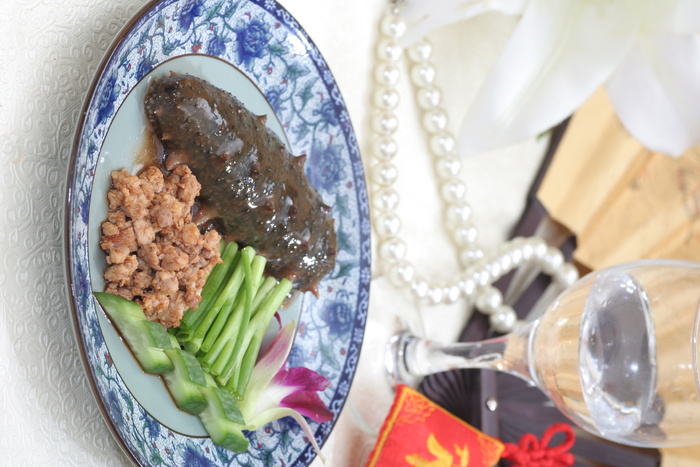 香葱肉沫烧海参