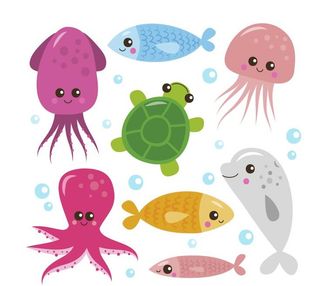 7款卡通 海洋动物 
