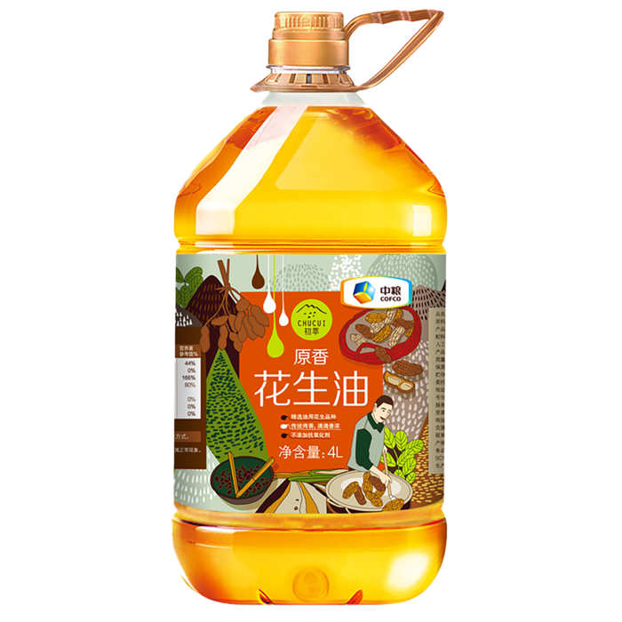 中粮初萃花生油4升超市商品白底图免抠实物摄影png格式图片透明底
