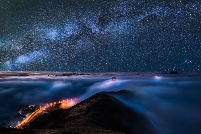 雾海银河梦幻星空风景图片