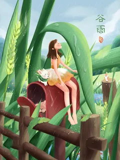 谷雨海报二十四节气插画