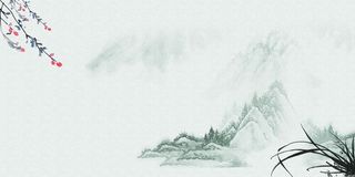 中国风传统水墨古风古典展板边框工笔画PS海报背景平面设计素材