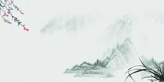 中国风传统水墨古风古典展板边框工笔画PS海报背景平面设计素材