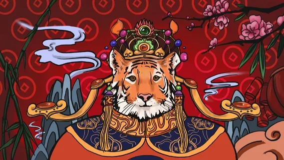 虎年中国风萌虎插画