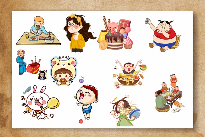 矢量插画吃饭干饭元素