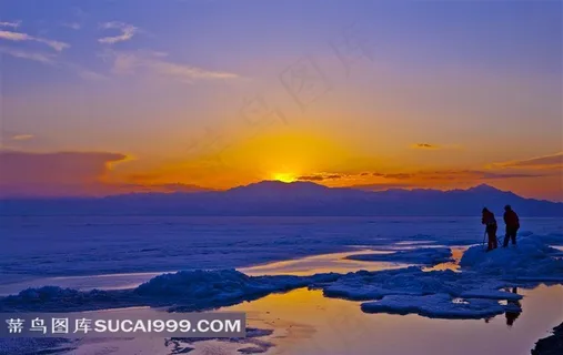 新疆赛里木湖风日出风景素材