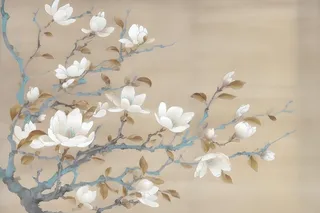 花朵白色国风简约背景