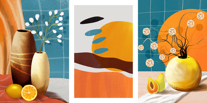 轻奢静物三联画