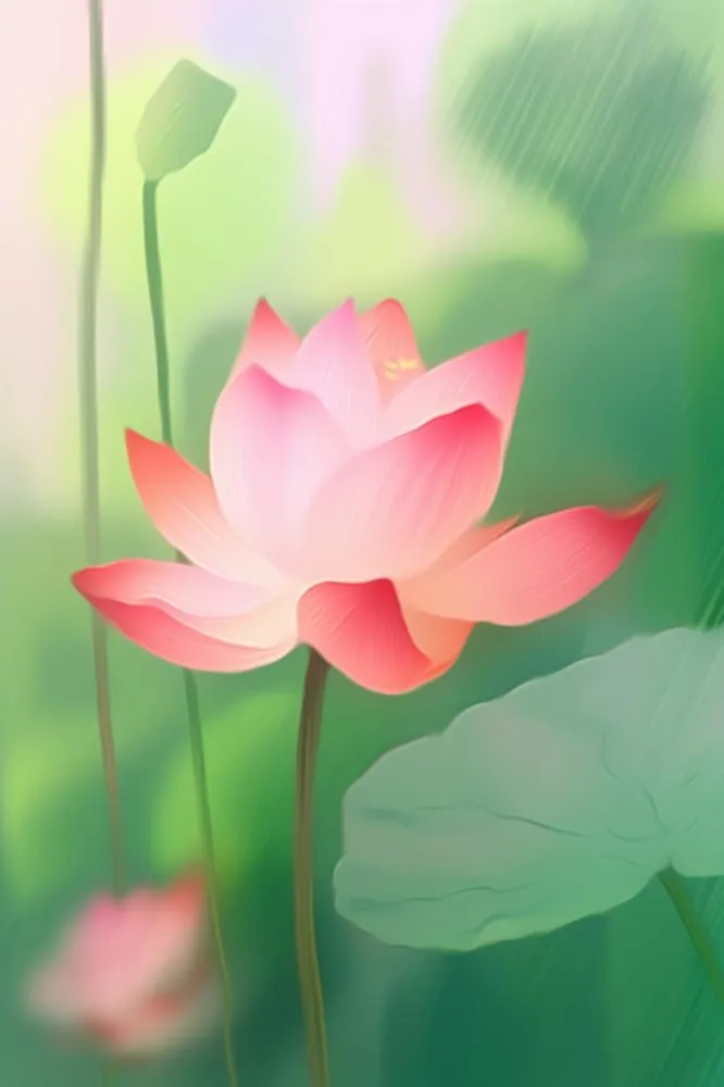 创意意境荷花粉色雾面背景(896x1344)