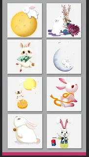 中秋兔兔卡通兔兔年吉祥买psd分层文件