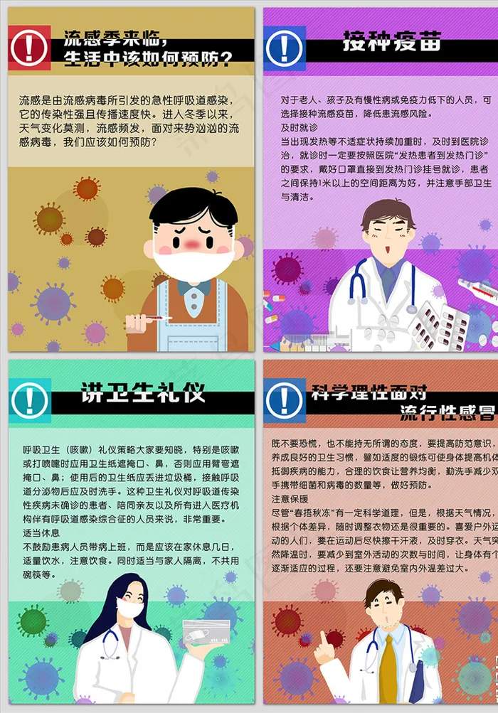 流感季来临如何预防海报展板图片(3937×5512像素(200dpi))psd模版下载