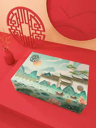 高端文创样机素材产品中国风国潮logo礼盒包装VI智能贴图PSD模板
