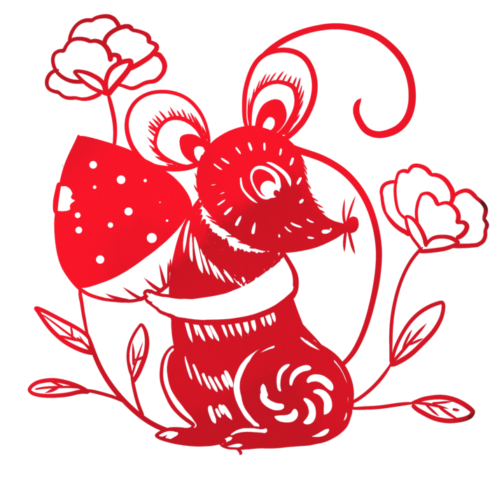 红色喜庆鼠年剪纸窗花新年快乐免扣PNG素材图片 (32)