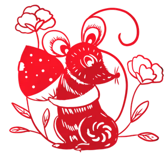 红色喜庆鼠年剪纸窗花新年快乐免扣PNG素材图片 (32)