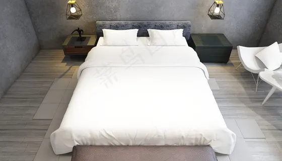 卧室床上用品被单床单枕头展示样机模板